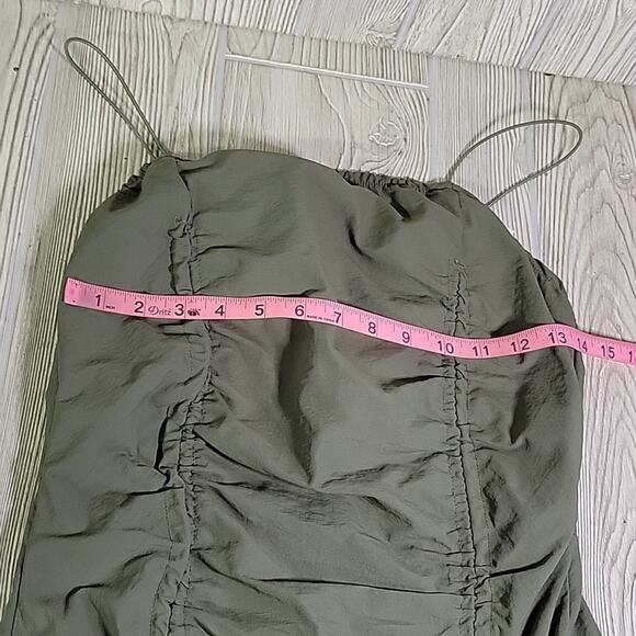 Forever 21 Ruched Toggle Drawstring Green Mini Dress Womens Size Medium NWT - Picture 12 of 12